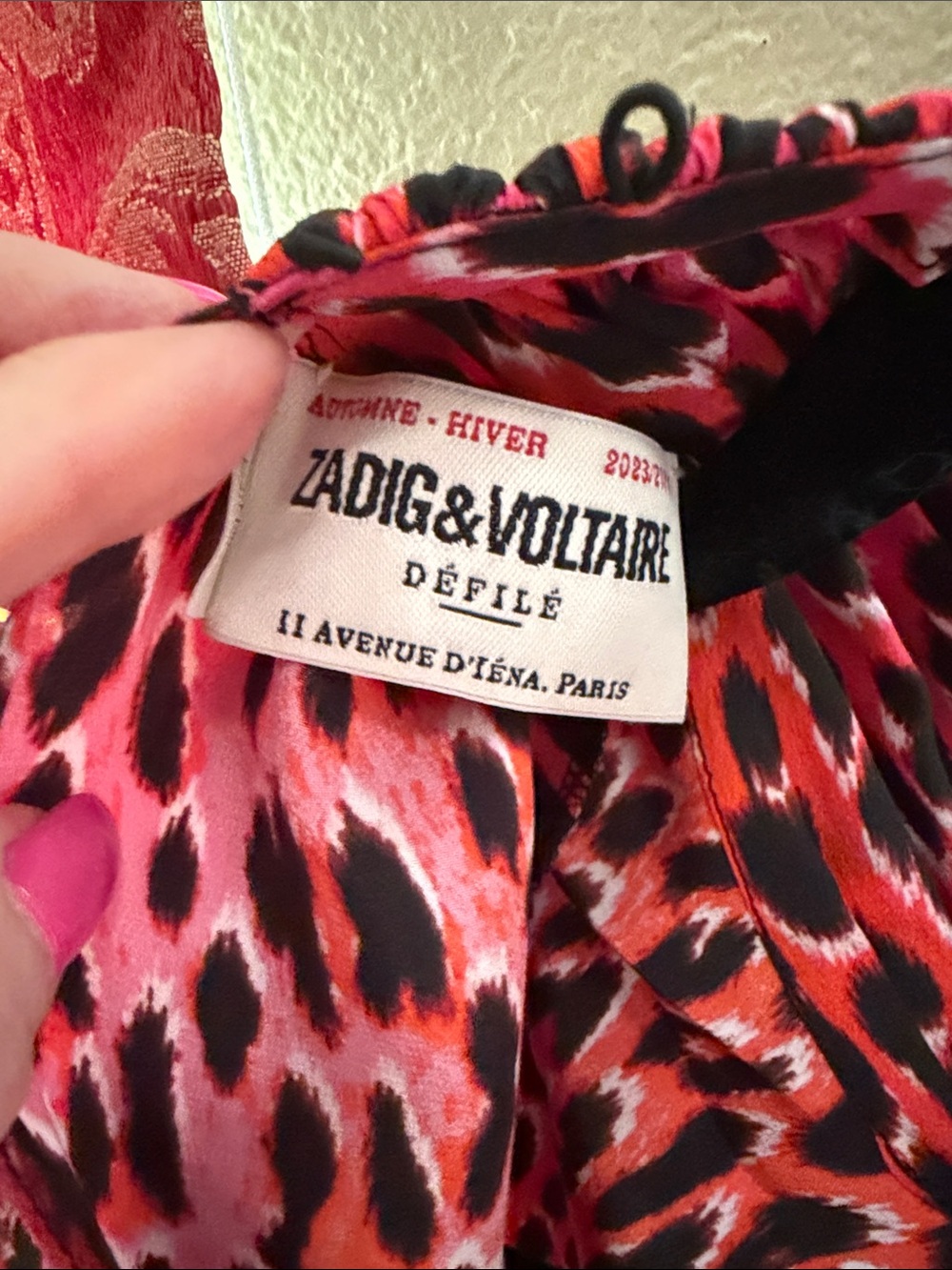 Zadig & Voltaire Red and Black Leopard Print Mini Dress - Picture 6 of 8